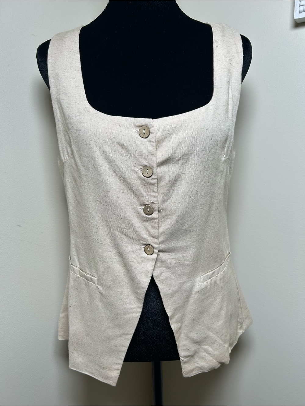 Live 4 Truth Cream Button-Front Sleeveless Tank